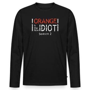Jagged Orange Text Motif Design - Men's Premium Organic Long Sleeve Shirt - black - Front - Nico (187cm)