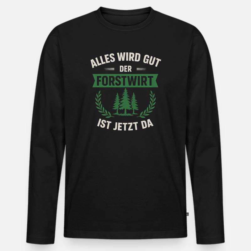 Lustiger Forstwirt Spruch - Männer Premium Bio Langarmshirt - Schwarz