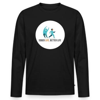 Une vie sobre. Une vie meilleure - T-shirt manches longues Premium bio Homme - noir - Devant - Nico (187cm)