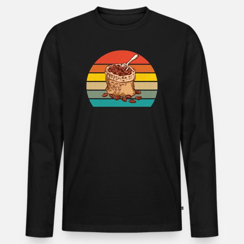 Coffee Vintage - Männer Premium Bio Langarmshirt - Schwarz