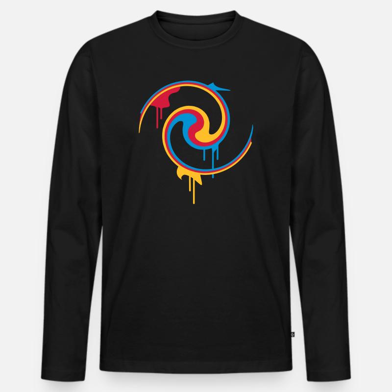 Bunte Farbspirale mit Graffiti-Stil - Männer Premium Bio Langarmshirt - Schwarz