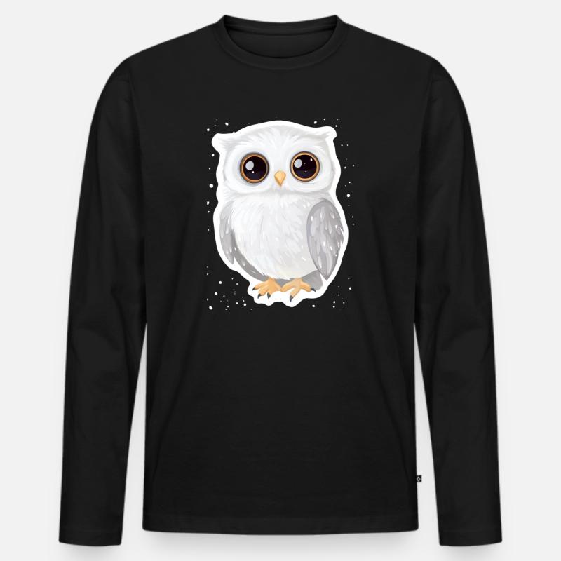 Eule - Männer Premium Bio Langarmshirt - Schwarz