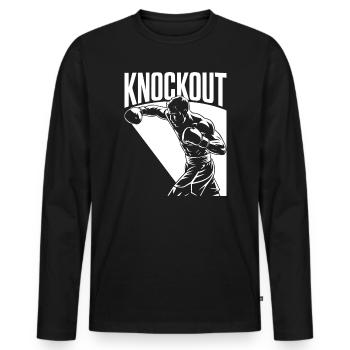Knock-out - T-shirt manches longues Premium bio Homme - noir - Devant - Nico (187cm)