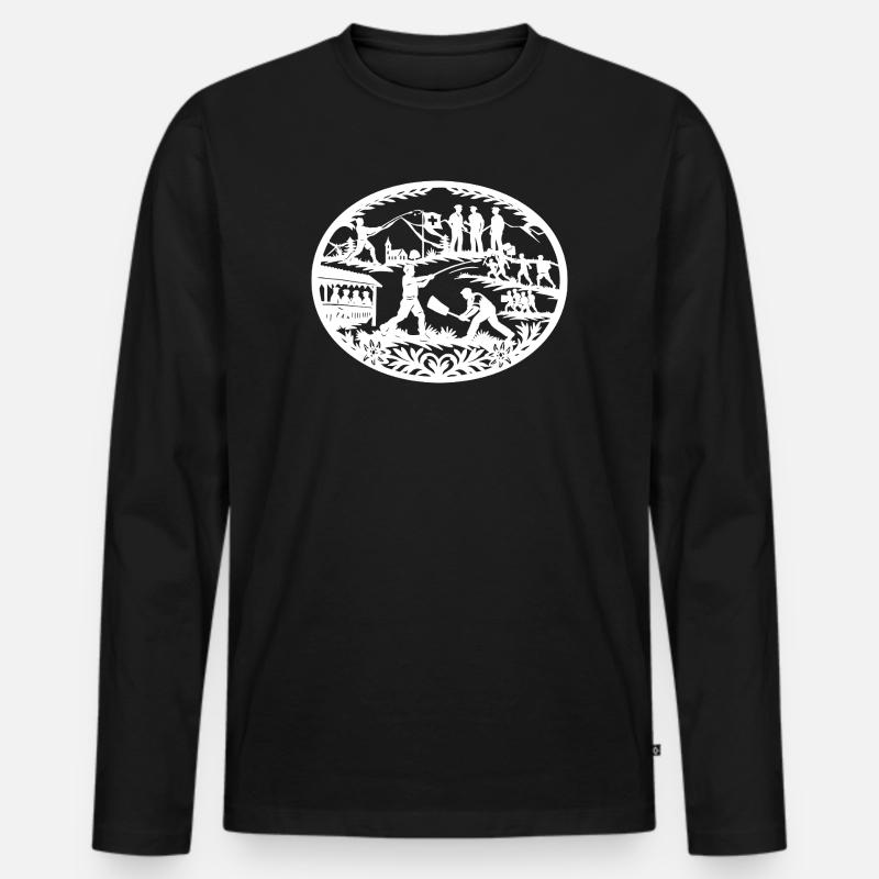 Hornussen_white - Männer Premium Bio Langarmshirt - Schwarz