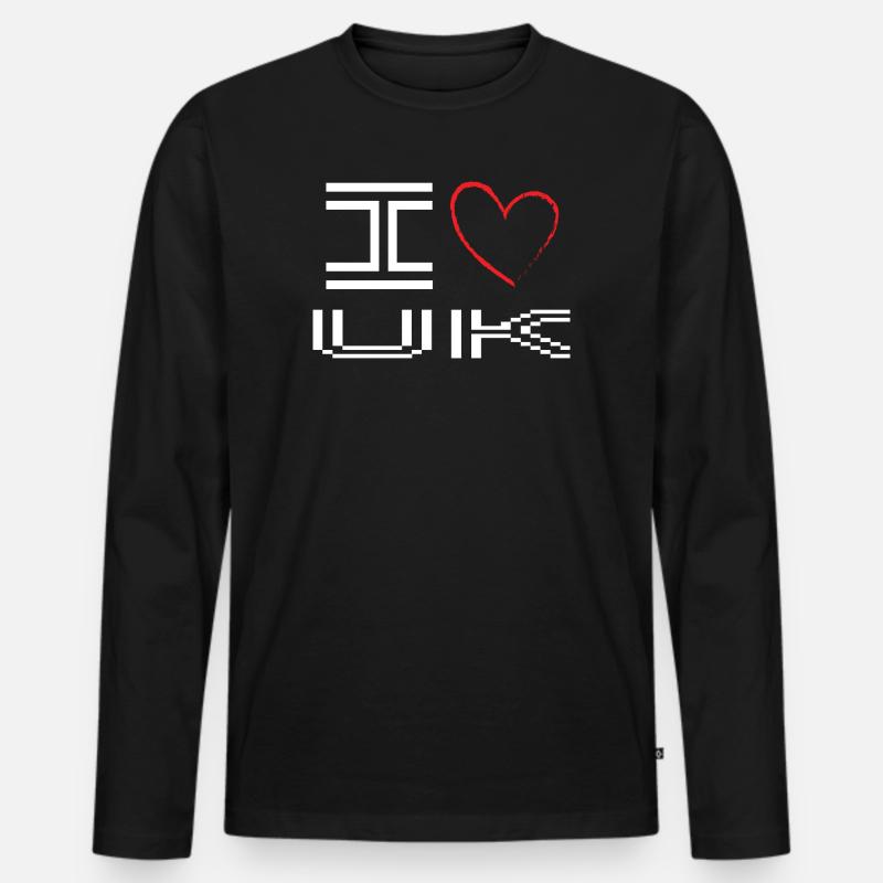 Verpixeltes Herz Liebe Design - Männer Premium Bio Langarmshirt - Schwarz