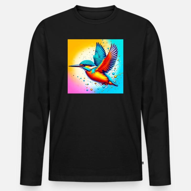 Eisvogel - Männer Premium Bio Langarmshirt - Schwarz