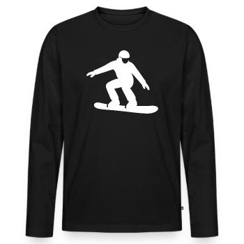 Silhouette de snowboarder Vacances d’hiver Sports d’hiver - T-shirt manches longues Premium bio Homme - noir - Devant - Nico (187cm)