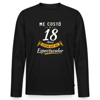 Ich habe 18 Jahre gebraucht, um so spektakulär zu sein - Männer Premium Bio Langarmshirt - Schwarz - Vorne - Nico (187cm)