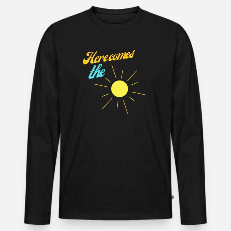 Here comes the sun - Männer Premium Bio Langarmshirt - Schwarz