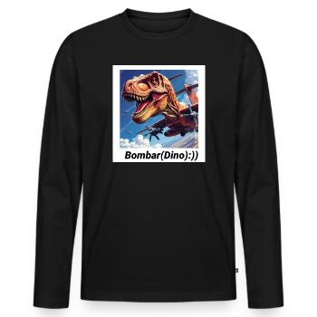 Dinosaurier Naziem mit Flugzeugmotiv - Männer Premium Bio Langarmshirt - Schwarz - Vorne - Nico (187cm)