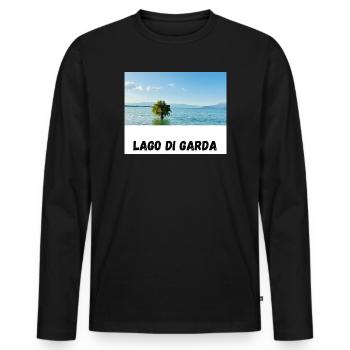 Lago di Garda design with tree in the water - Men's Premium Organic Long Sleeve Shirt - black - Front - Nico (187cm)