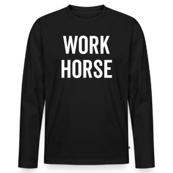 Cheval de trait - T-shirt manches longues Premium bio Homme - noir - Devant - Nico (187cm)