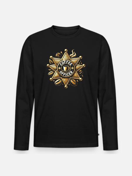 Coffee Officer Badge Design - Men's Premium Organic Long Sleeve Shirt - black