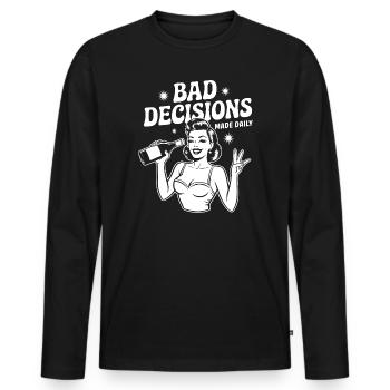 Mauvaises décisions prises quotidiennement Pin-up rétro - T-shirt manches longues Premium bio Homme - noir - Devant - Nico (187cm)