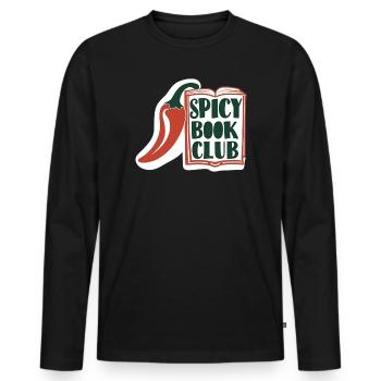 Spicy Book Club – Buch & Chili Design - Männer Premium Bio Langarmshirt - Schwarz - Vorne - Nico (187cm)