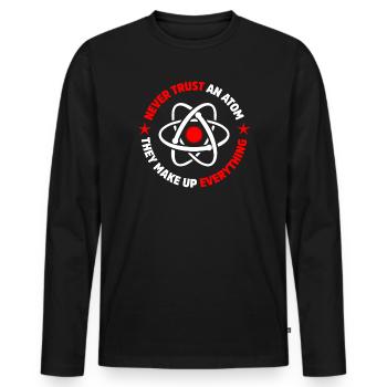 Protons, neutrons, électrons, - T-shirt manches longues Premium bio Homme - noir - Devant - Nico (187cm)