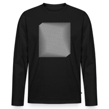 Geometric Spiral Optical Illusion Design - Men's Premium Organic Long Sleeve Shirt - black - Front - Nico (187cm)
