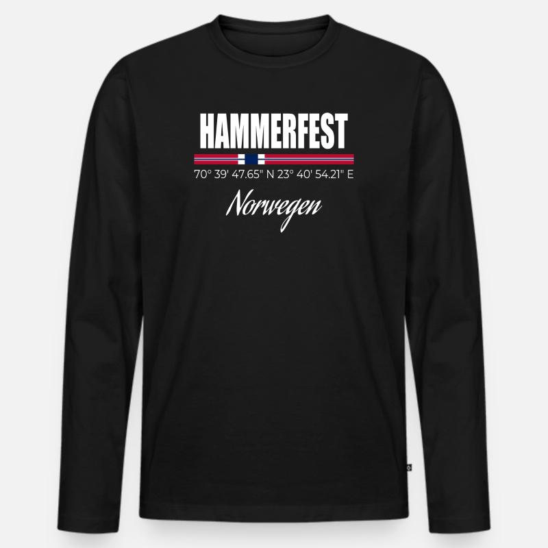 Hammerfest - Männer Premium Bio Langarmshirt - Schwarz