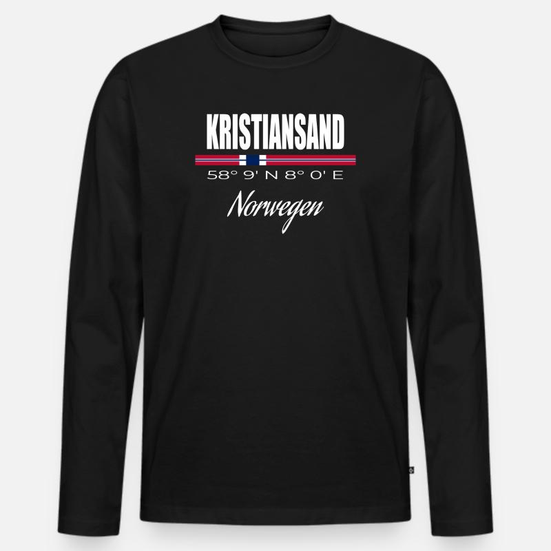 Kristiansand - Männer Premium Bio Langarmshirt - Schwarz