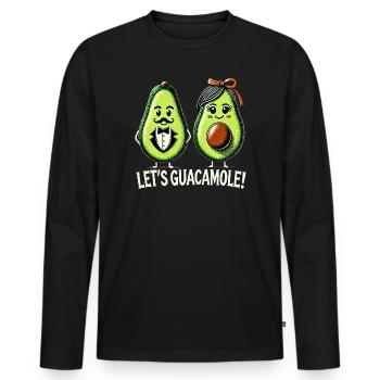 Duo d’avocats fantaisiste avec message de jeu de mots - T-shirt manches longues Premium bio Homme - noir - Devant - Nico (187cm)
