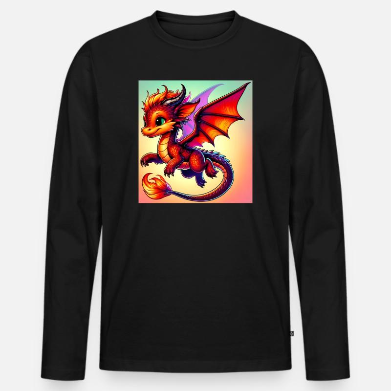 Drache - Männer Premium Bio Langarmshirt - Schwarz