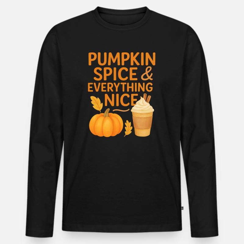 pumpkin spice and everything nice - Männer Premium Bio Langarmshirt - Schwarz