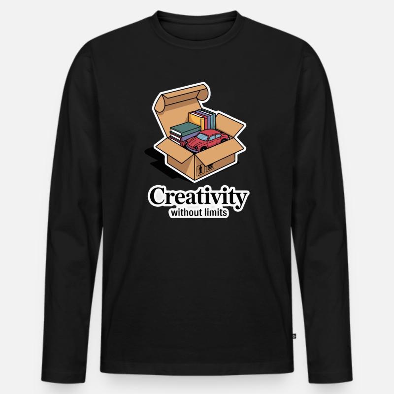 Bücher und Auto im Kartondesign - Männer Premium Bio Langarmshirt - Schwarz