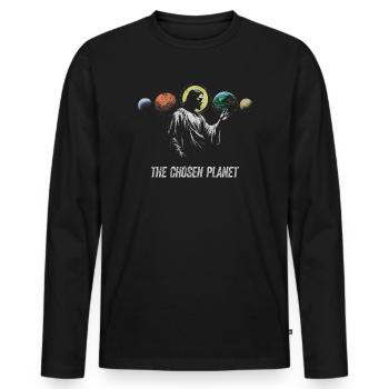 La planète choisie Design artistique - T-shirt manches longues Premium bio Homme - noir - Devant - Nico (187cm)