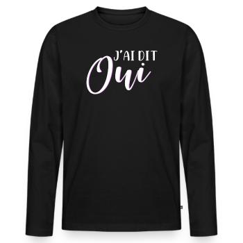 Ich sagte ja - Männer Premium Bio Langarmshirt - Schwarz - Vorne - Nico (187cm)