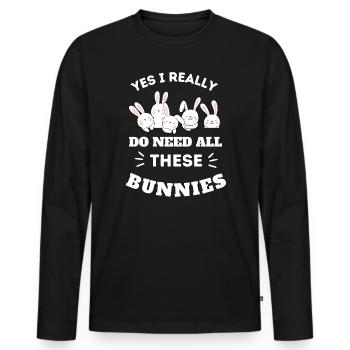 Skurriles Bunny Squad T-Shirt-Design - Männer Premium Bio Langarmshirt - Schwarz - Vorne - Nico (187cm)
