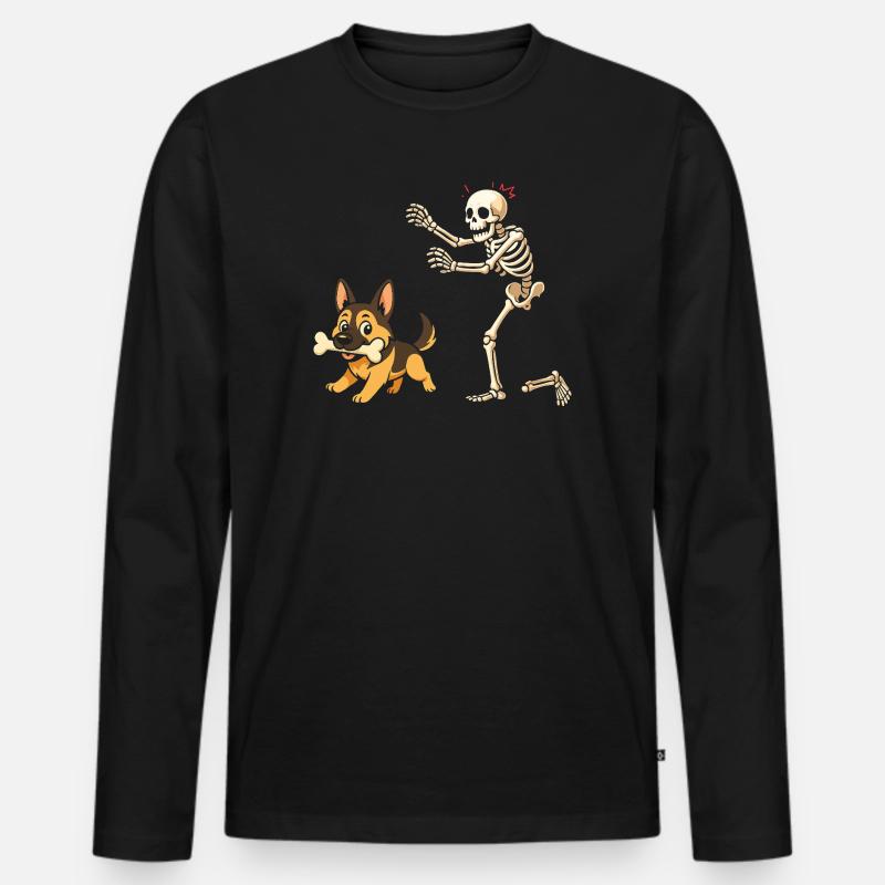 Deutsches Schäferhund-Skelett - Männer Premium Bio Langarmshirt - Schwarz