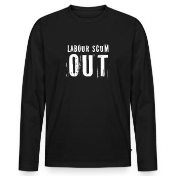 Labour Scum Out Protest Design - Männer Premium Bio Langarmshirt - Schwarz - Vorne - Nico (187cm)