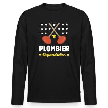 LEGENDARY PLUMBER - Men's Premium Organic Long Sleeve Shirt - black - Front - Nico (187cm)