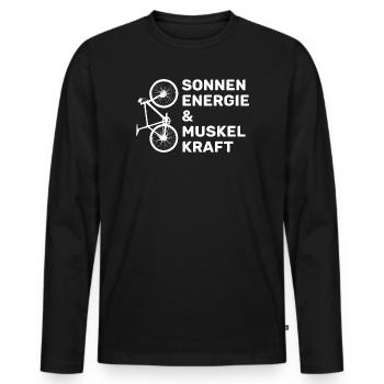 Ich fahre Fahrrad – Sonnenenergie und Muskelkraft - Männer Premium Bio Langarmshirt - Schwarz - Vorne - Nico (187cm)