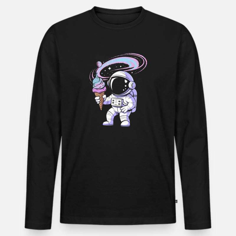 Weltraum-Astronaut mit Eis - Männer Premium Bio Langarmshirt - Schwarz