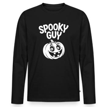 Lustiger Halloween Kürbis Druck - Männer Premium Bio Langarmshirt - Schwarz - Vorne - Nico (187cm)