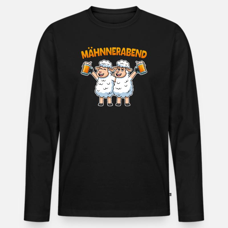 Schafe Männerabend Bier Schaf Mähnnerabend - Männer Premium Bio Langarmshirt - Schwarz
