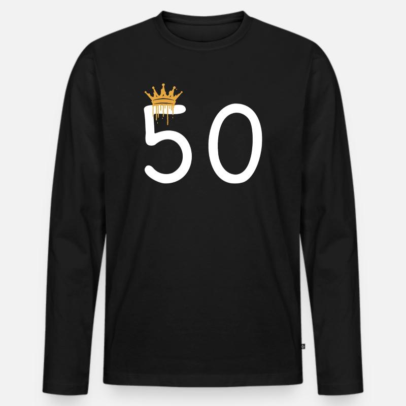 50 - Männer Premium Bio Langarmshirt - Schwarz