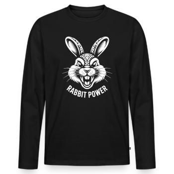 Conception artistique de lapin avec slogan puissant - T-shirt manches longues Premium bio Homme - noir - Devant - Nico (187cm)