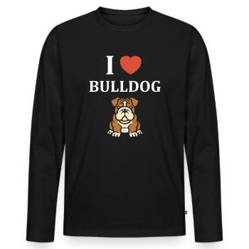 Portrait de Bulldog Expressif - T-shirt manches longues Premium bio Homme - noir - Devant - Nico (187cm)