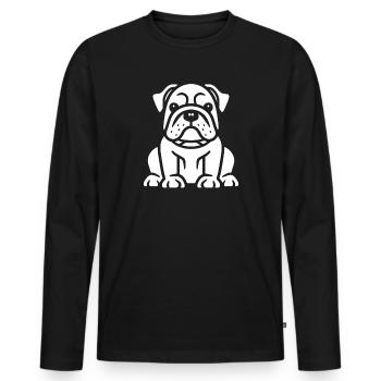 Bulldog Puppy Detailed Illustration - Men's Premium Organic Long Sleeve Shirt - black - Front - Nico (187cm)