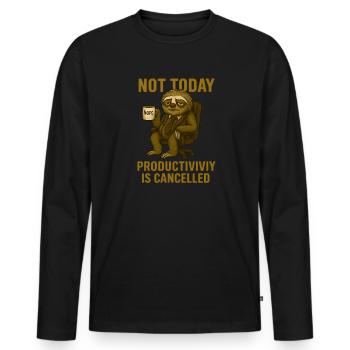  Nicht heute – Produktivität abgesagt - Männer Premium Bio Langarmshirt - Schwarz - Vorne - Nico (187cm)