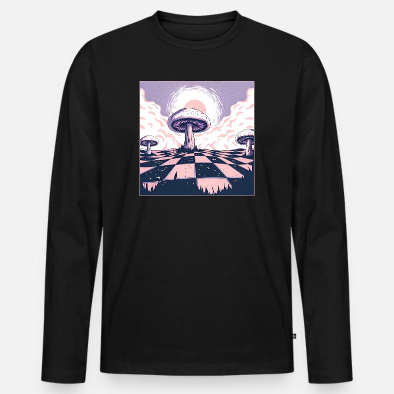 Dreamscape Pilz-Wunderland - Männer Premium Bio Langarmshirt - Schwarz