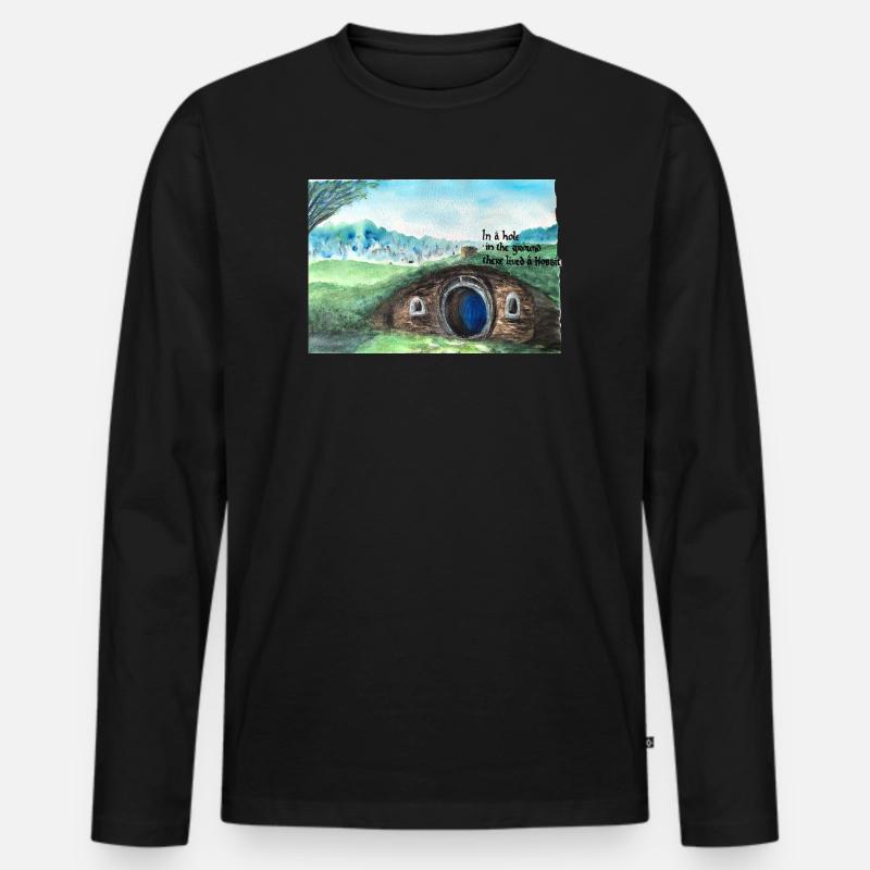 Tolkien Hole Landschaftskunst - Männer Premium Bio Langarmshirt - Schwarz