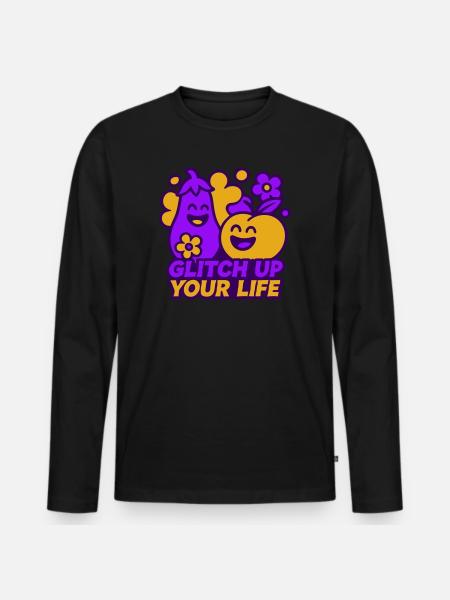 Happy Glitch Couple - Men's Premium Organic Long Sleeve Shirt - black