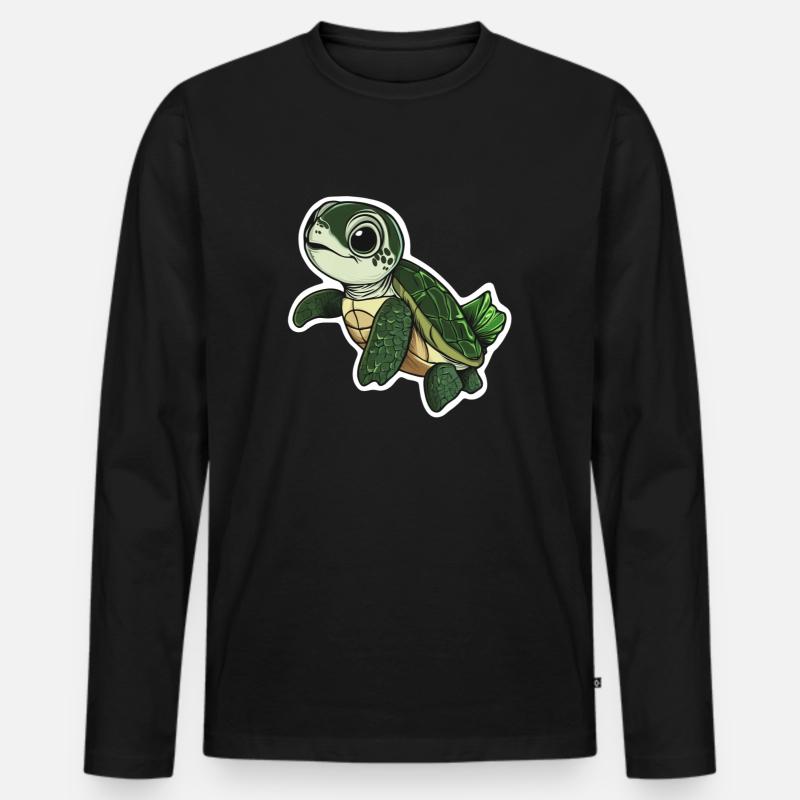 Schildkröte - Männer Premium Bio Langarmshirt - Schwarz