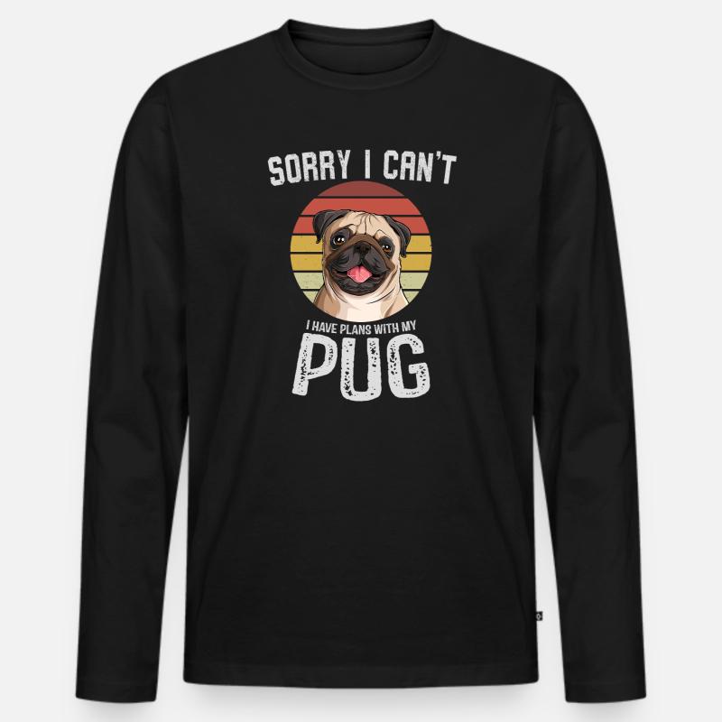 Humorvoller Mops mit Textdesign - Männer Premium Bio Langarmshirt - Schwarz