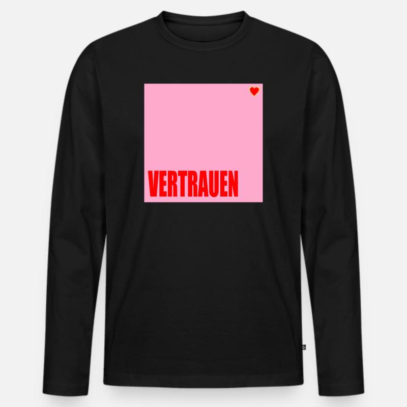 VERTRAUEN HERZ - Männer Premium Bio Langarmshirt - Schwarz