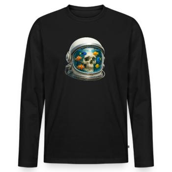 Casque d’astronaute Fish Tank Art avec des poissons - T-shirt manches longues Premium bio Homme - noir - Devant - Nico (187cm)