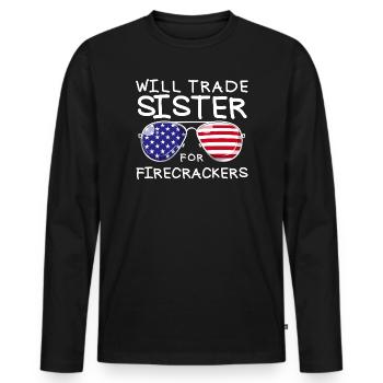 Échangez votre sœur contre des feux d'artifice pour les enfants le 4. - T-shirt manches longues Premium bio Homme - noir - Devant - Nico (187cm)